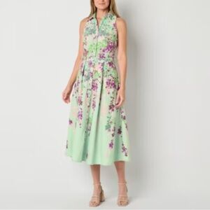 Melonie T Womens Sleeveless Floral Midi Fit + Flare Dresss 10 $79